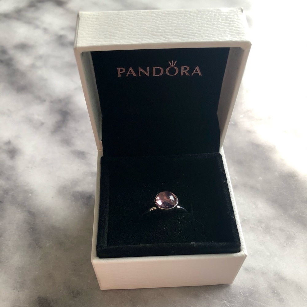 Pandora Pink Droplet Ring